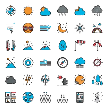 a set of flat line icons