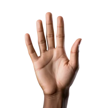 a person holding their hand up in the air