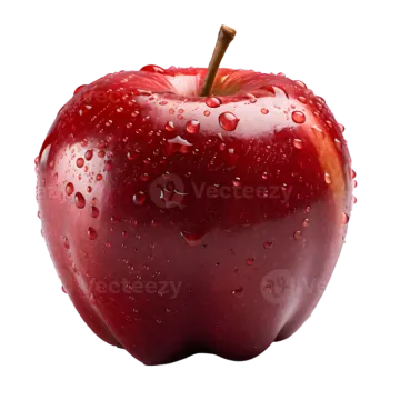 a red apple with water droplets on it
