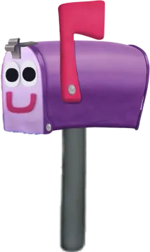 a purple and red mailbox with the number 1 on it