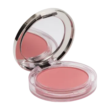 A pink blush blusher in the shape of a compact