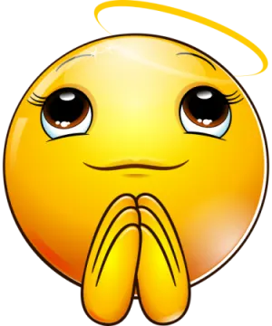 a yellow smiley face with an angel halo around it