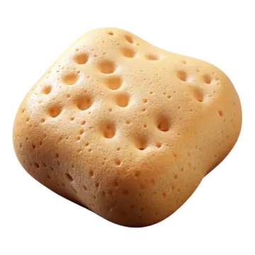 a piece of bread on a white background