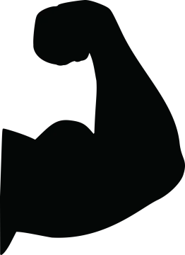 a black and white silhouette of a biceps
