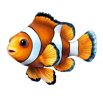 a clown fish on a white background