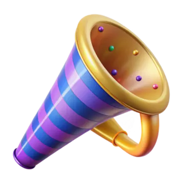 A purple and blue mega with a gold horn