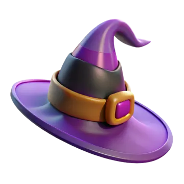 a purple witch hat on a white background