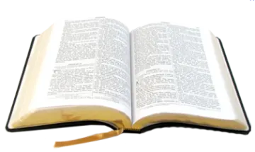 an open bible on a white background