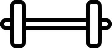 a barbell icon on a white background