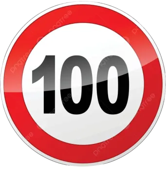 a road sign with the number 100 on it