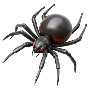 a black widow spider on a white background