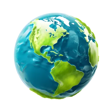 a blue and green globe on a white background