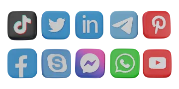 a set of social icons on a white background
