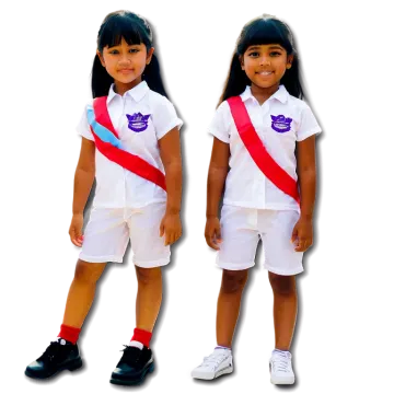 two young girls in white shirts and shorts