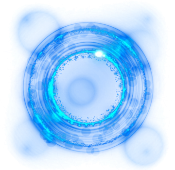 an image of a circular with blue and white circles