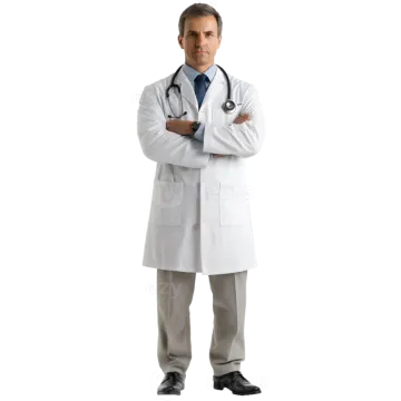a male doctor standing with his arms crossed