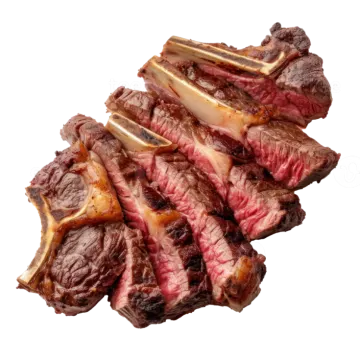 a pile of sliced beef on a white background
