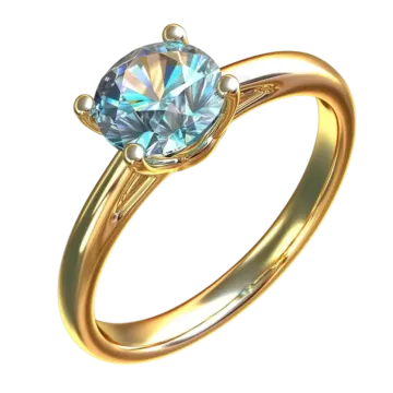 a gold engagement ring with a blue topaz stone