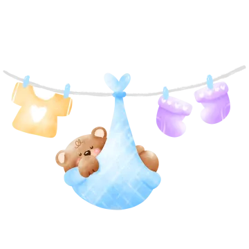 a teddy bear hanging on a clothes line