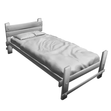 a bed with white sheets and pillows on it