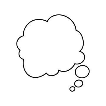 a black and white speech bubble