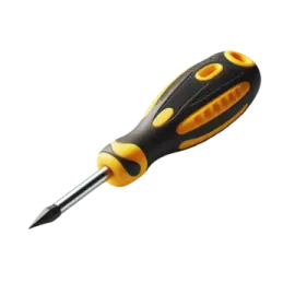 a black and yellow screwdrive with a white background