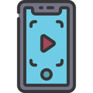 a smartphone with a play button on the screen