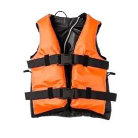 an orange life vest on a white background