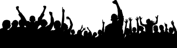 a crowd of people silhouetted against a white background