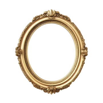 a gold oval frame on a white background