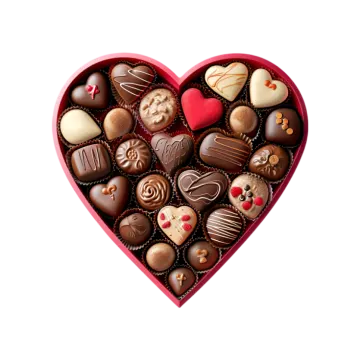 a heart shaped box filled with ass chocolates