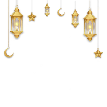 a set of gold lanterns hanging on a white background