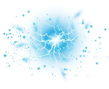 a blue and white background with lightnings