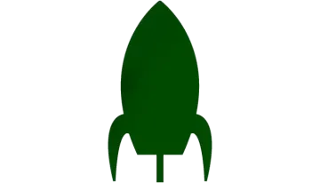a green rocket on a white background