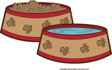 two bowls of dog food clipart