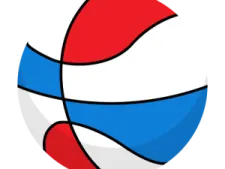 a red, white and blue volleyball ball