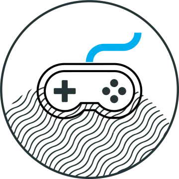 a black and white illustration of a video game controller