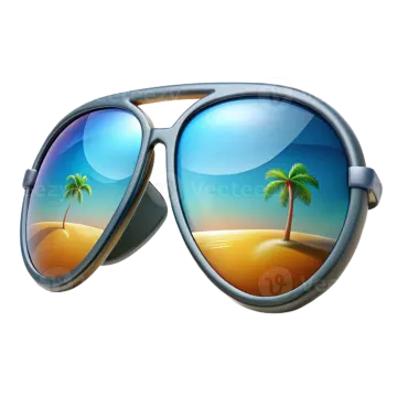 a pair of sunglasses with palm trees on them