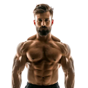 a man with no shirt is posing for the camera