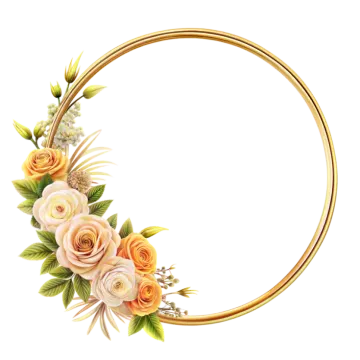 a gold frame with flowers and leaves