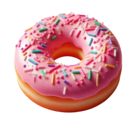 a pink donut with sprins on it