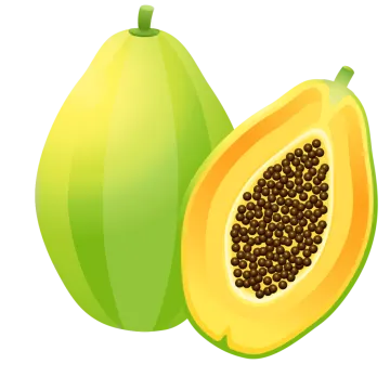A whole and half of a papa with seeds