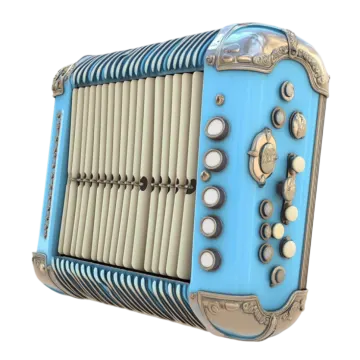 a blue and gold accordion