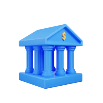 a small blue building with two columns