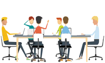 a group of people sitting at a table