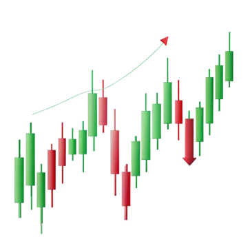 a green and red candle pattern on a white background