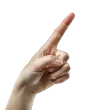 a woman's hand is pointing at the camera