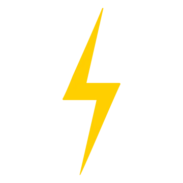 a black and white lightning bolt icon