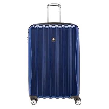 a blue suitcase with wheels