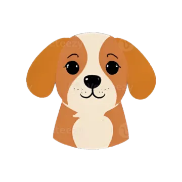 a brown and white dog with big eyes